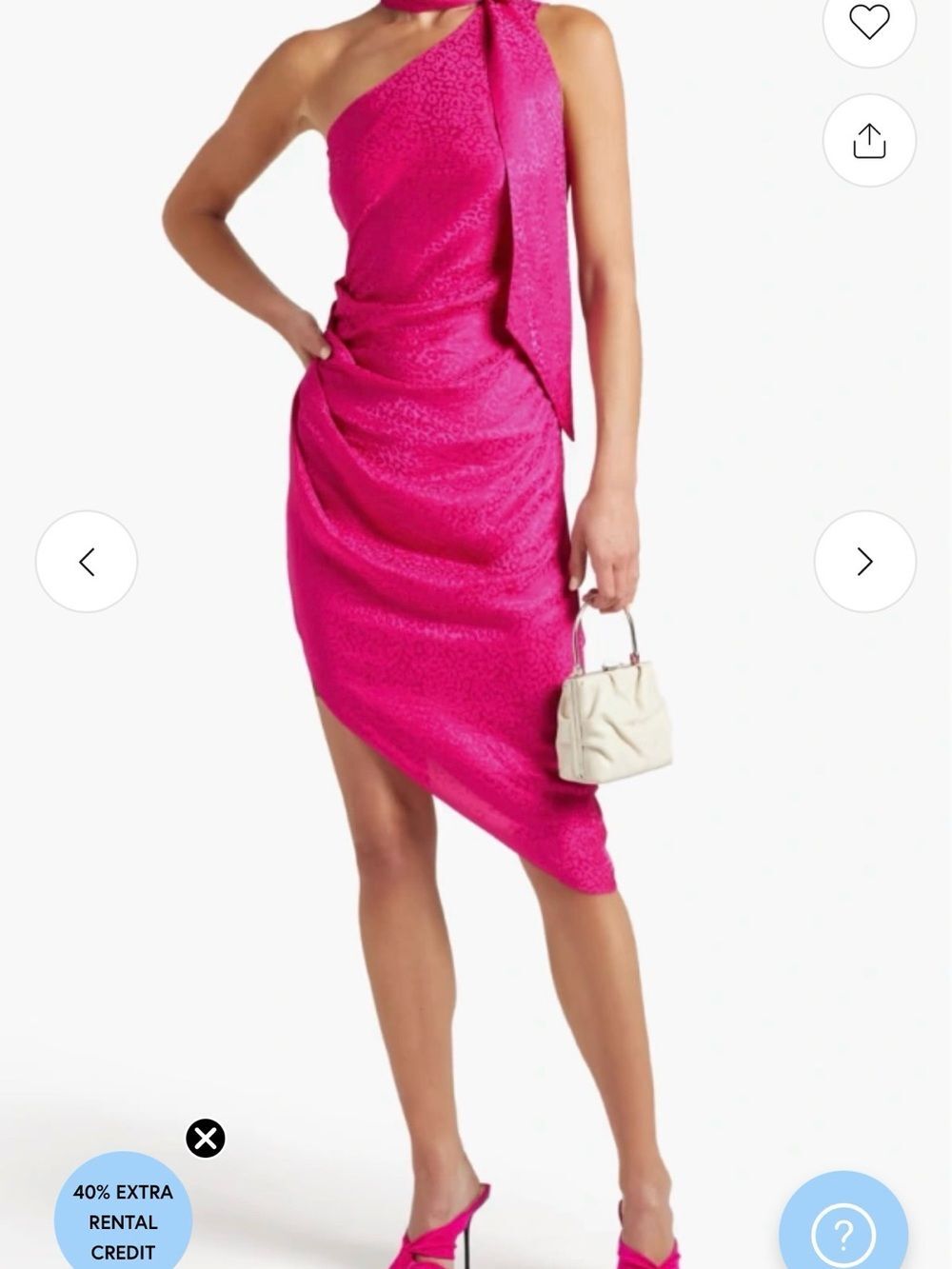 Ronny Kobo Zoey Asymmetrical Draped One-Shoulder Dress Bright Pink Size XL $655